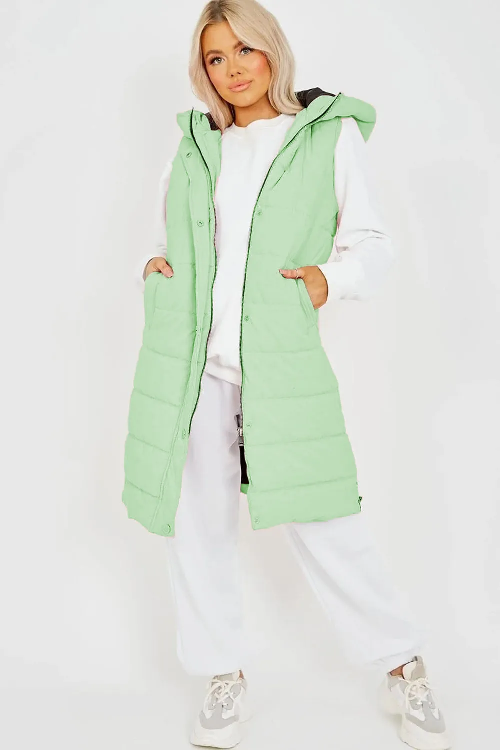 Longline Padded Hooded Gilet - Jayla