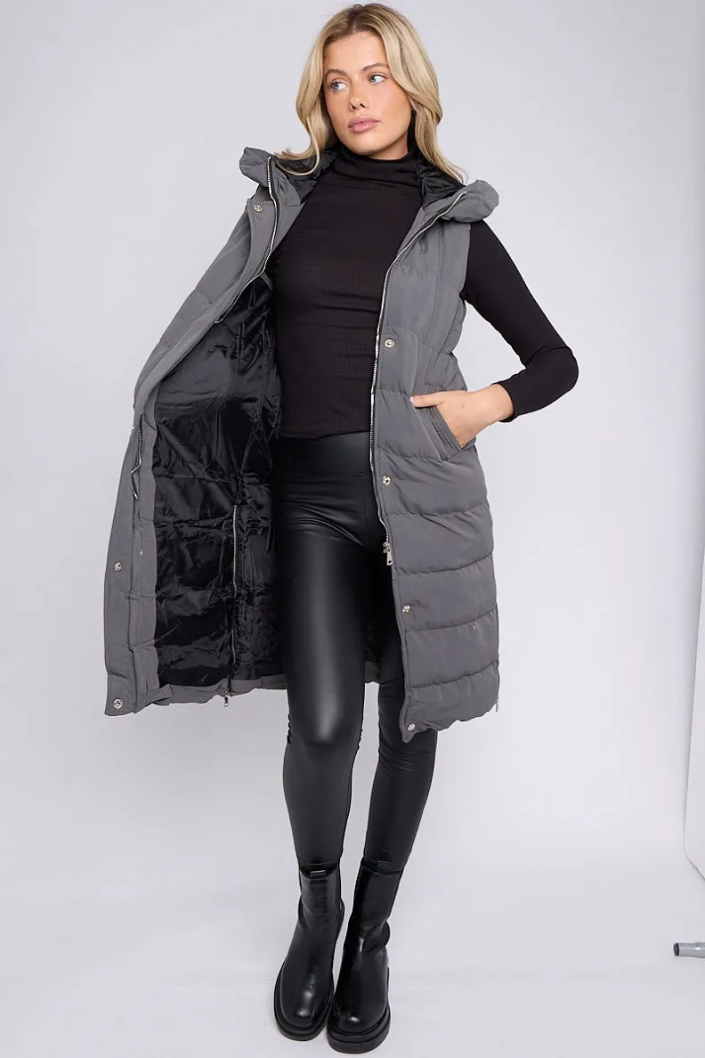 Longline Padded Hooded Gilet - Jayla