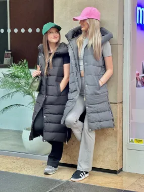 Longline Padded Hooded Gilet - Jayla