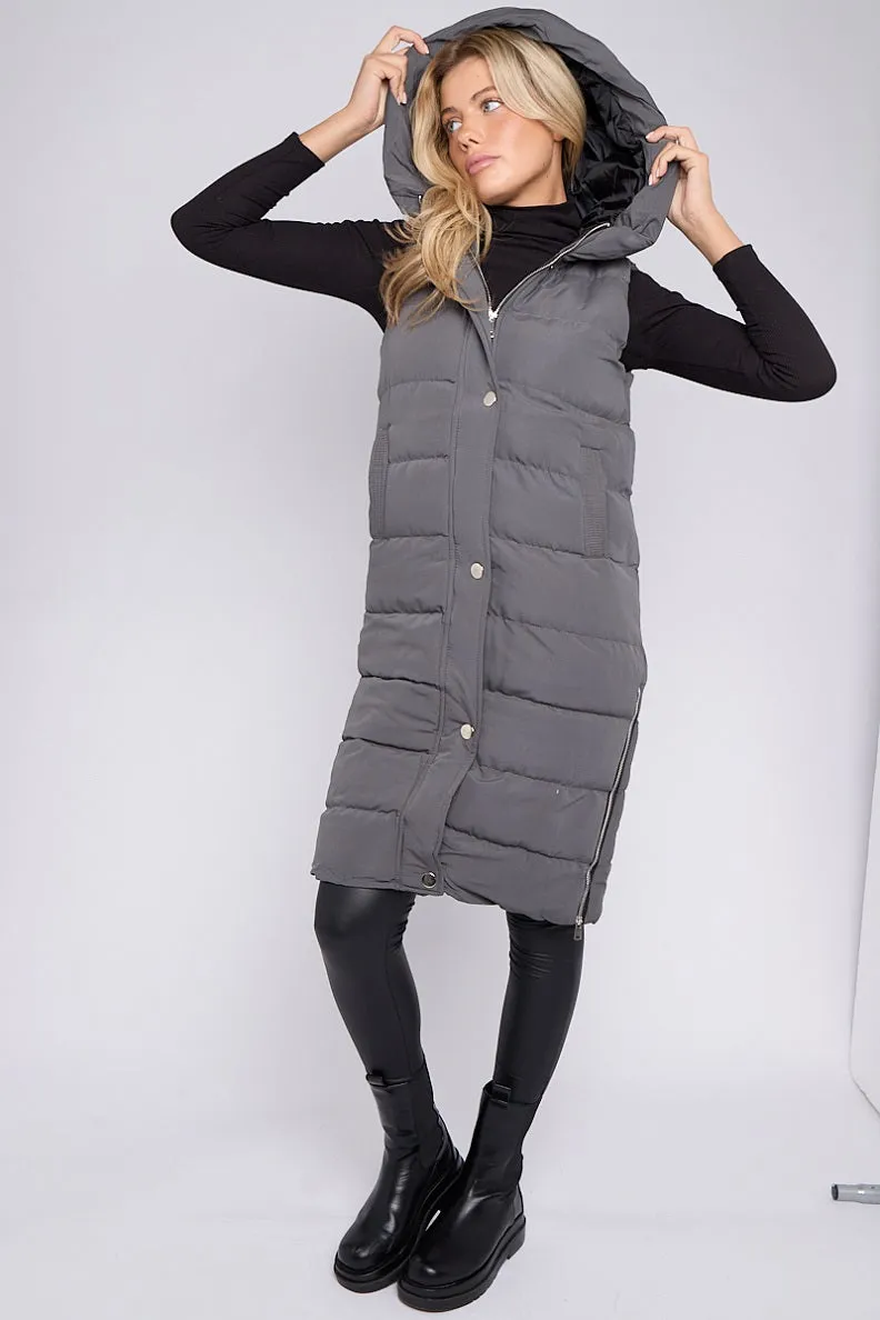 Longline Padded Hooded Gilet - Jayla