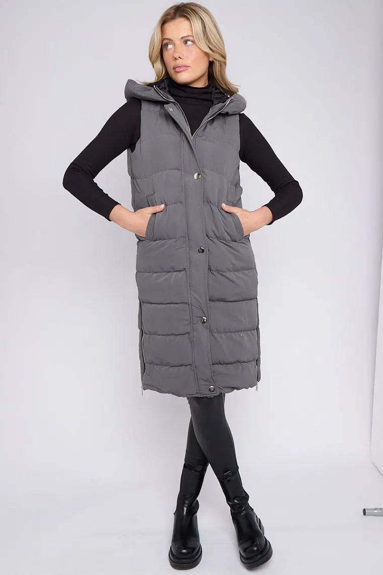 Longline Padded Hooded Gilet - Jayla