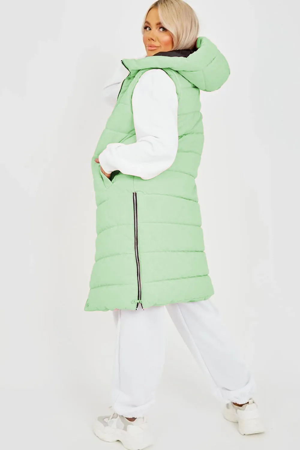 Longline Padded Hooded Gilet - Jayla