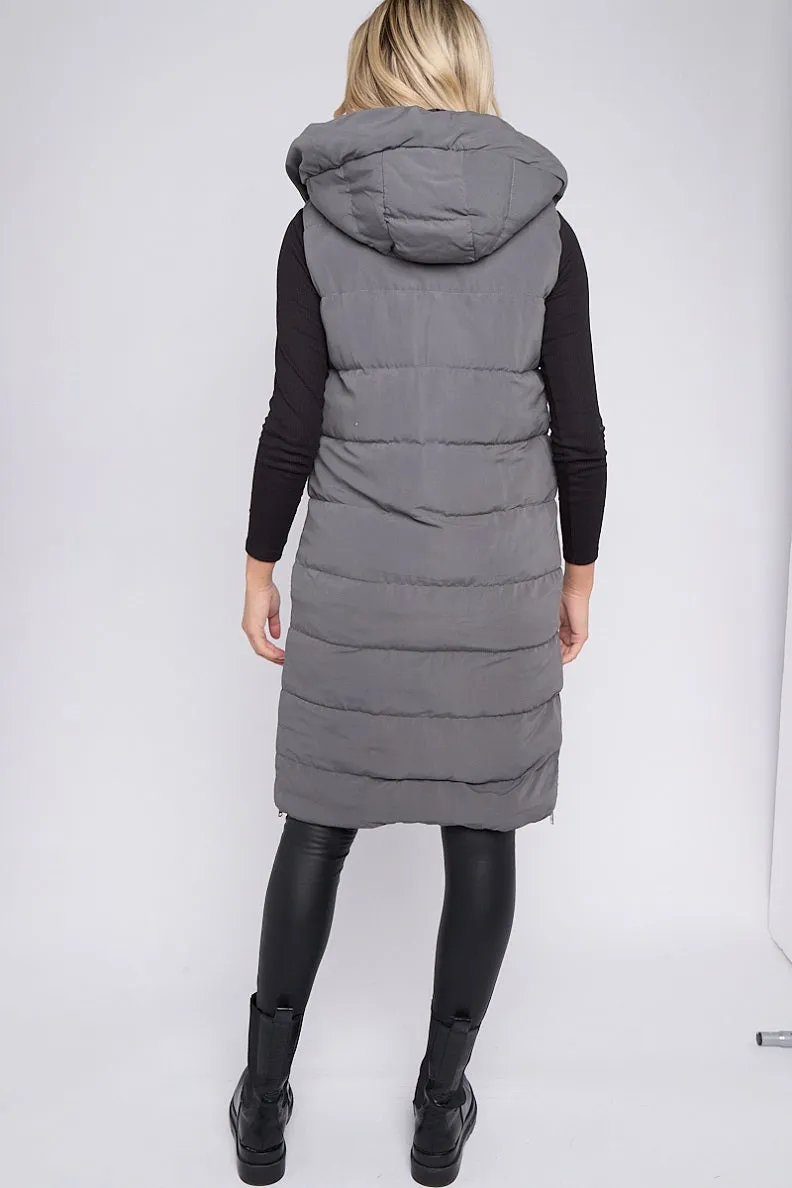 Longline Padded Hooded Gilet - Jayla