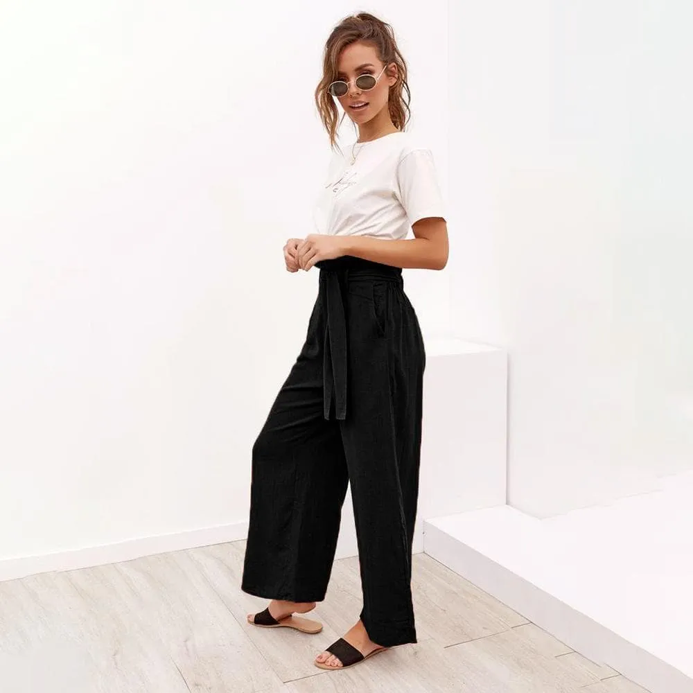 LOOSE HIGH WAIST WIDE LEG TROUSERS