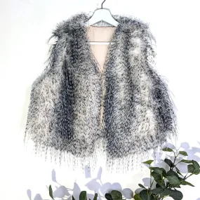 Luxury cropped faux fur special shaded effect gilet (S-M)
