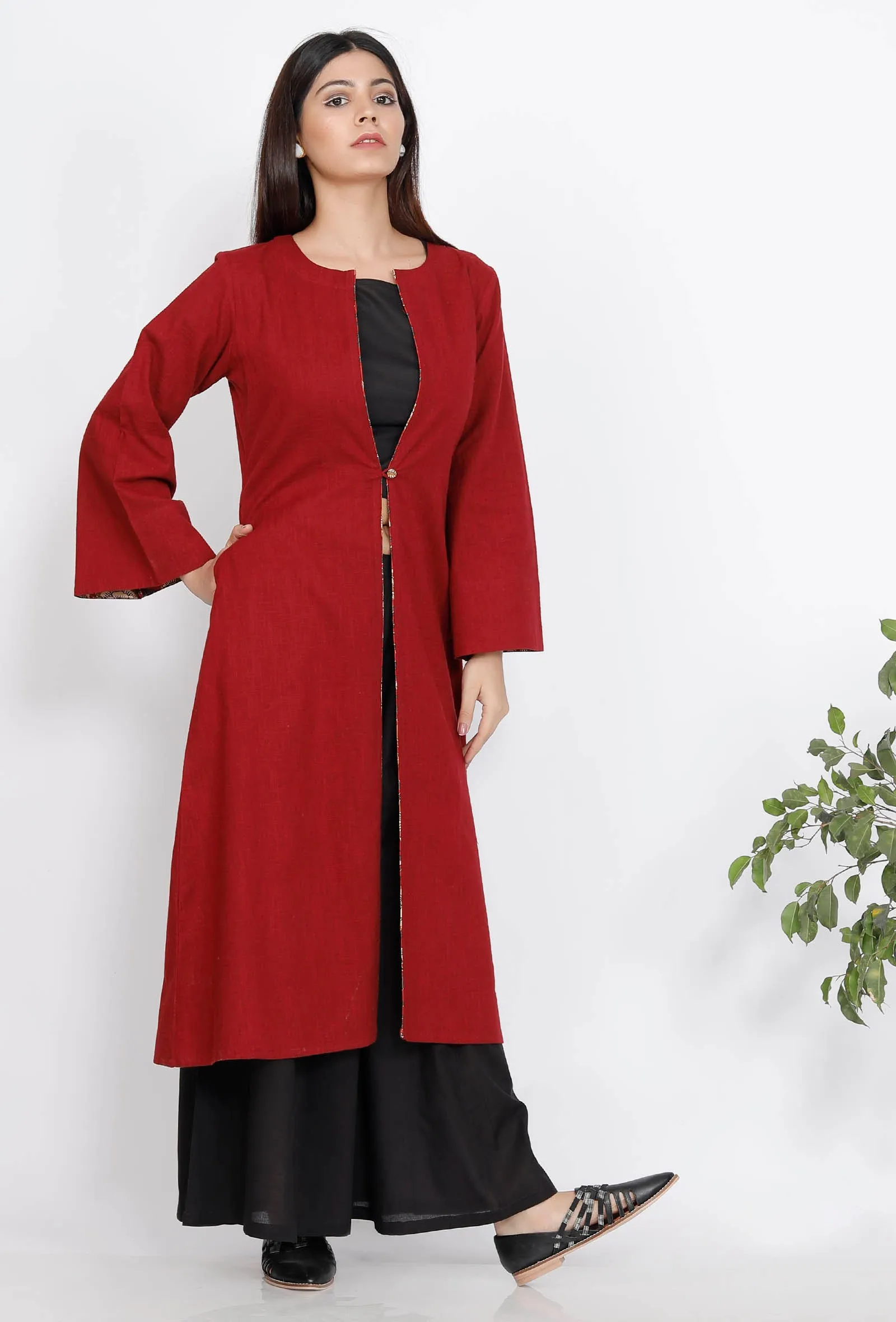 Maroon Slub Cape