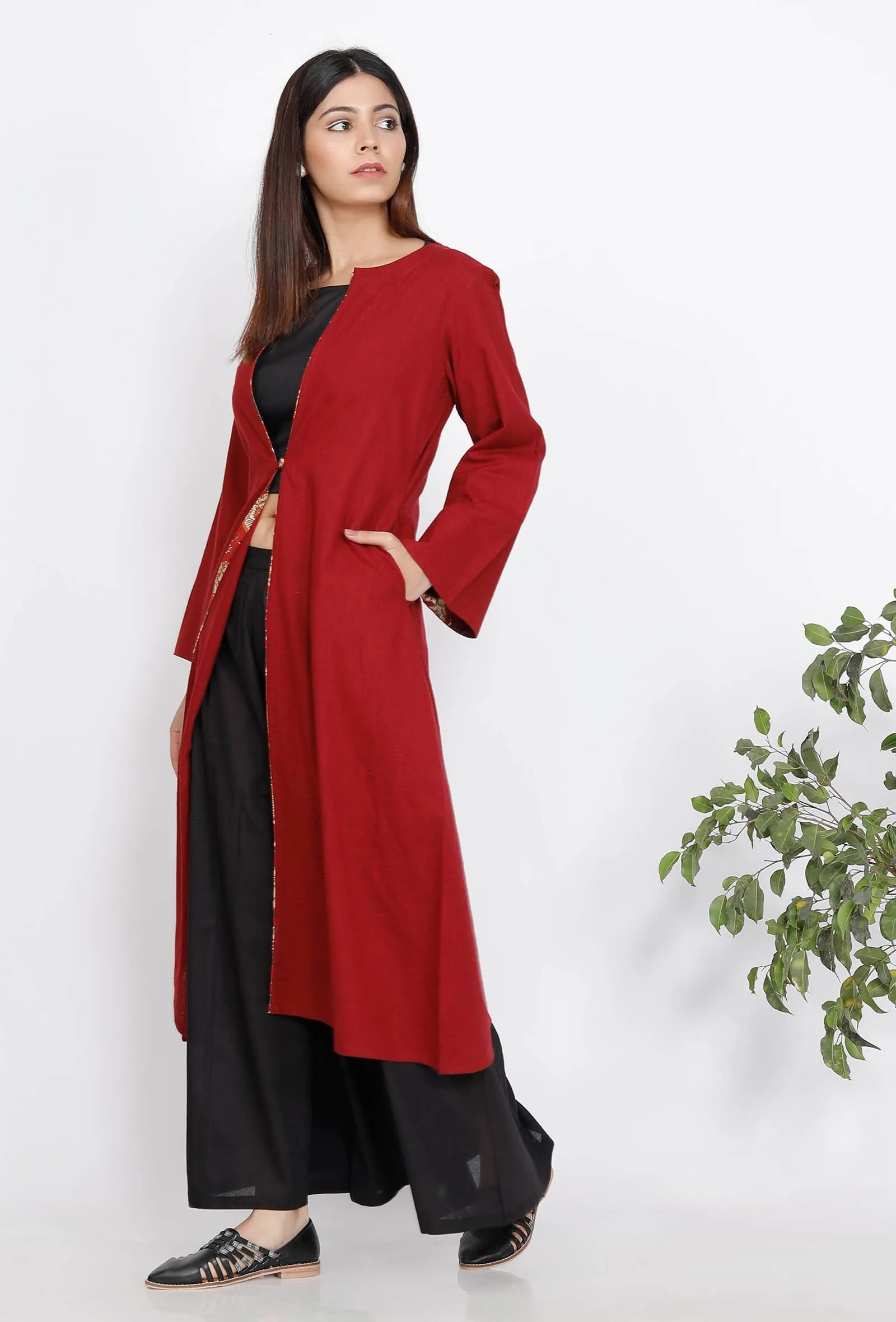 Maroon Slub Cape