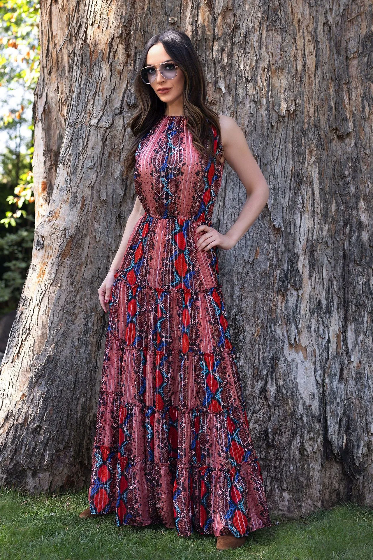 Maxi Dress in Snake Print