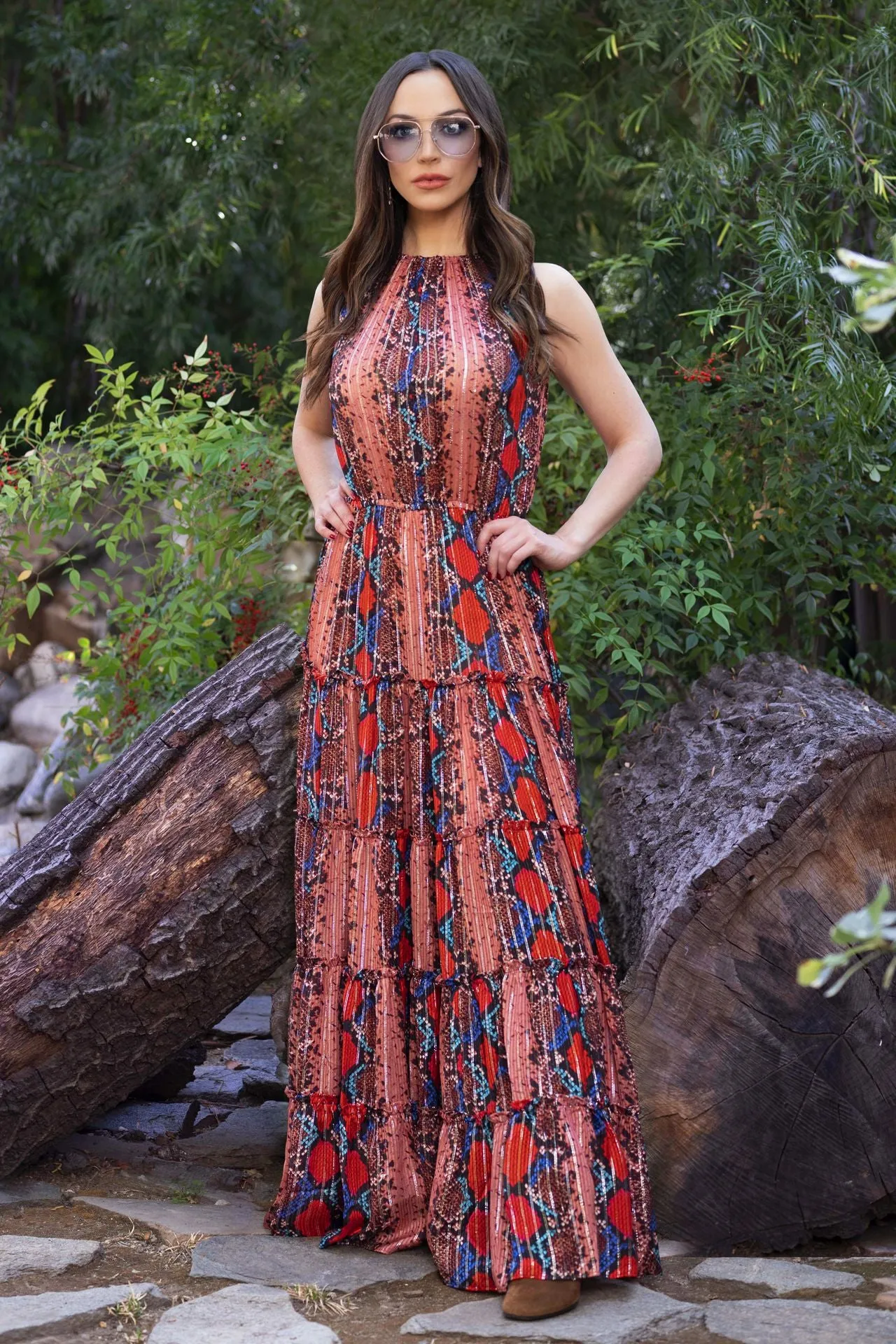 Maxi Dress in Snake Print