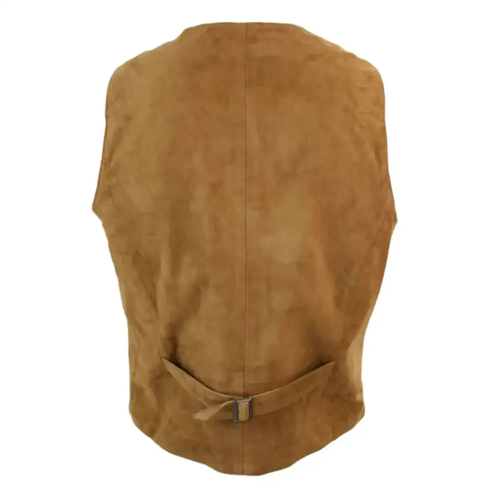 Men's Suede Leather Retro Vintage Western Waistcoat Gilet