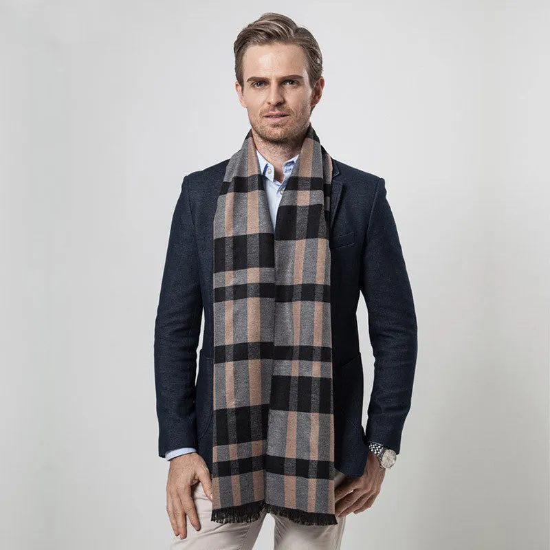 Men's Winter Cashmere Plaid Scarf