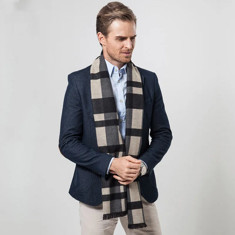 Men's Winter Cashmere Plaid Scarf