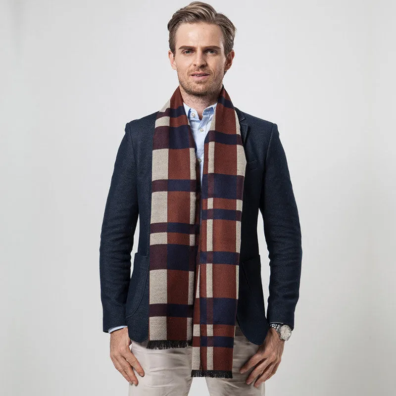 Men's Winter Cashmere Plaid Scarf