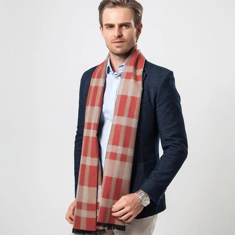 Men's Winter Cashmere Plaid Scarf
