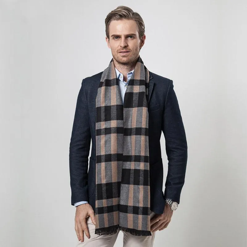 Men's Winter Cashmere Plaid Scarf