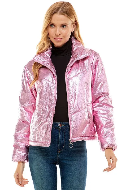 Metallic Puffer Coat