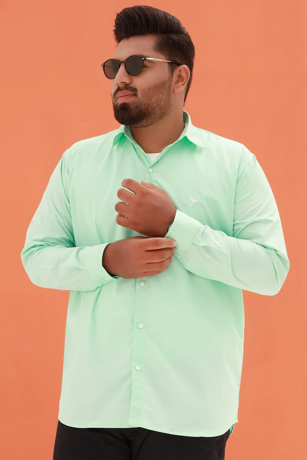 Mist Green Button Down Shirt (Plus Size) - S22 - MS0043P