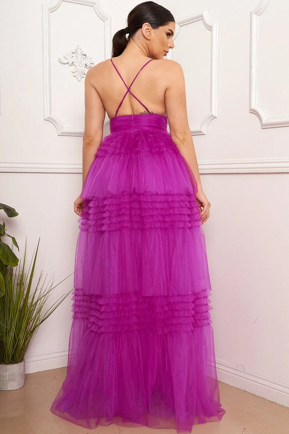 Palm Beach Violate Tulle Maxi Dress