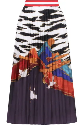 PLEATED GRAPHIC SKIRT MULTI