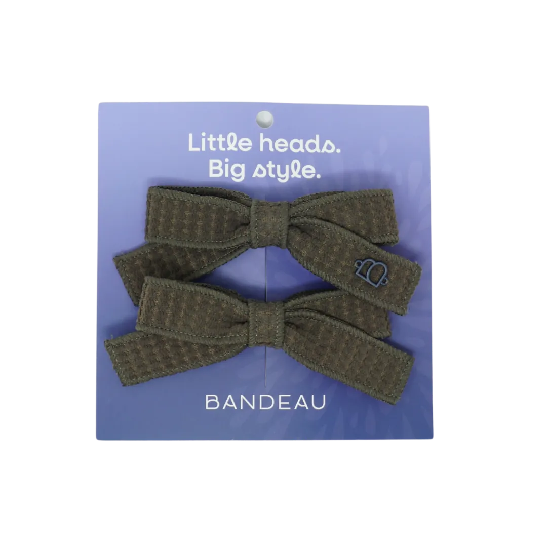 Quilted Corduroy Small Bow Clip Set