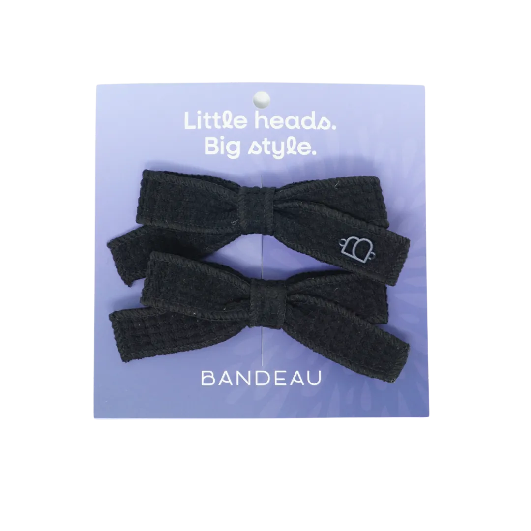 Quilted Corduroy Small Bow Clip Set
