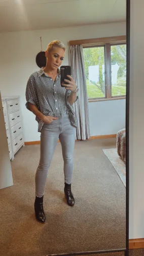 Refuge vintage grey high waist stretch jeans