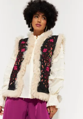 River gilet - black/ pink