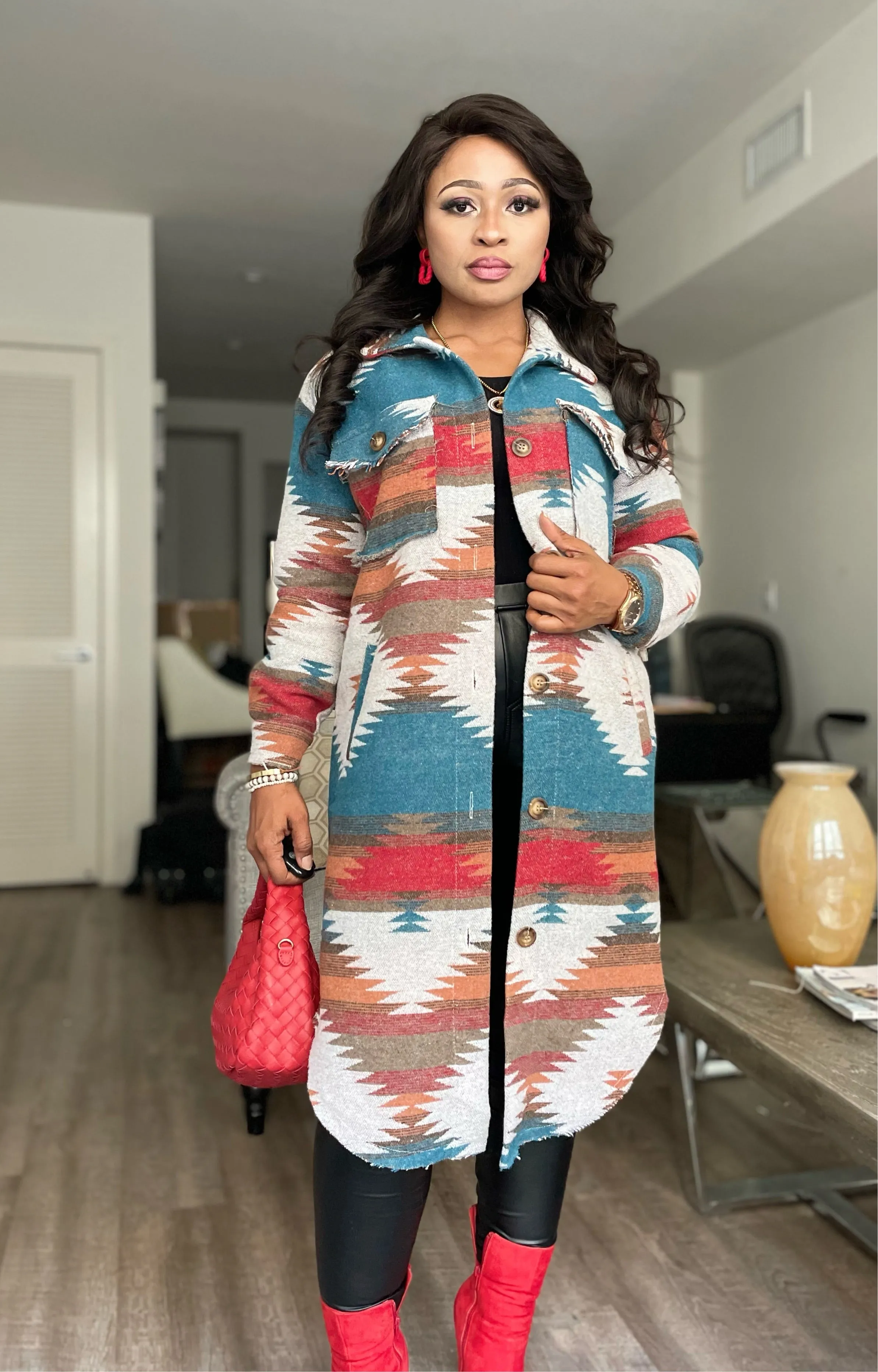 Shirlen Aztec Button down Shacket