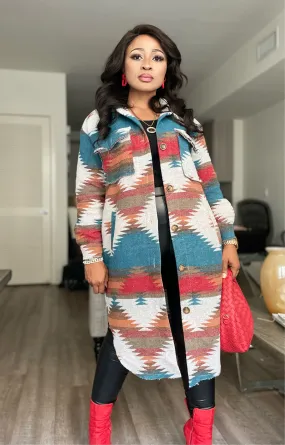Shirlen Aztec Button down Shacket