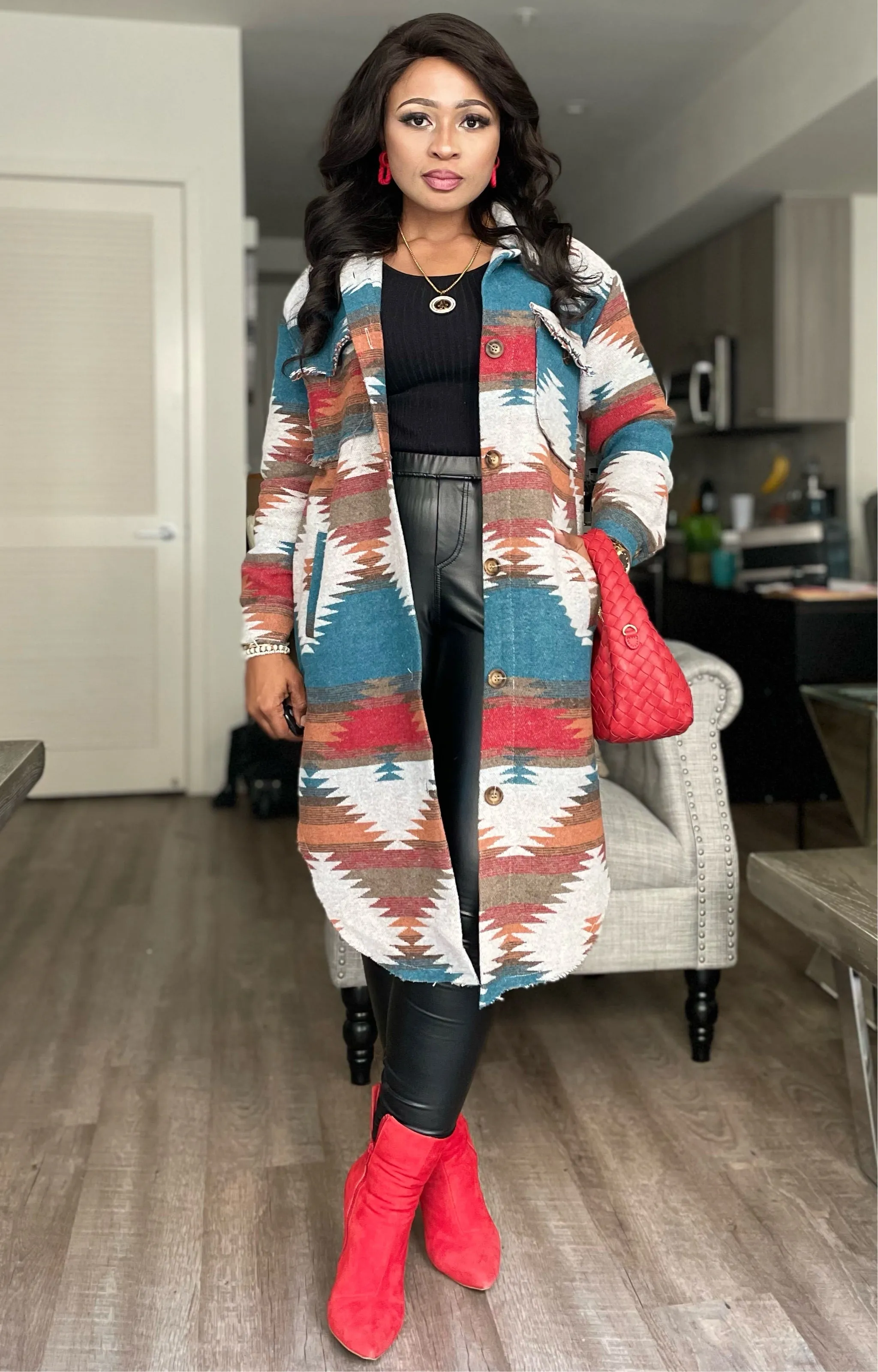 Shirlen Aztec Button down Shacket