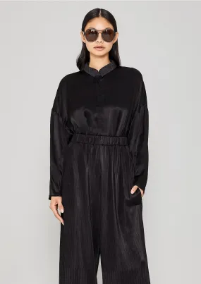SHIRT COLLAR ZIP - SILKY RAYON SATIN black