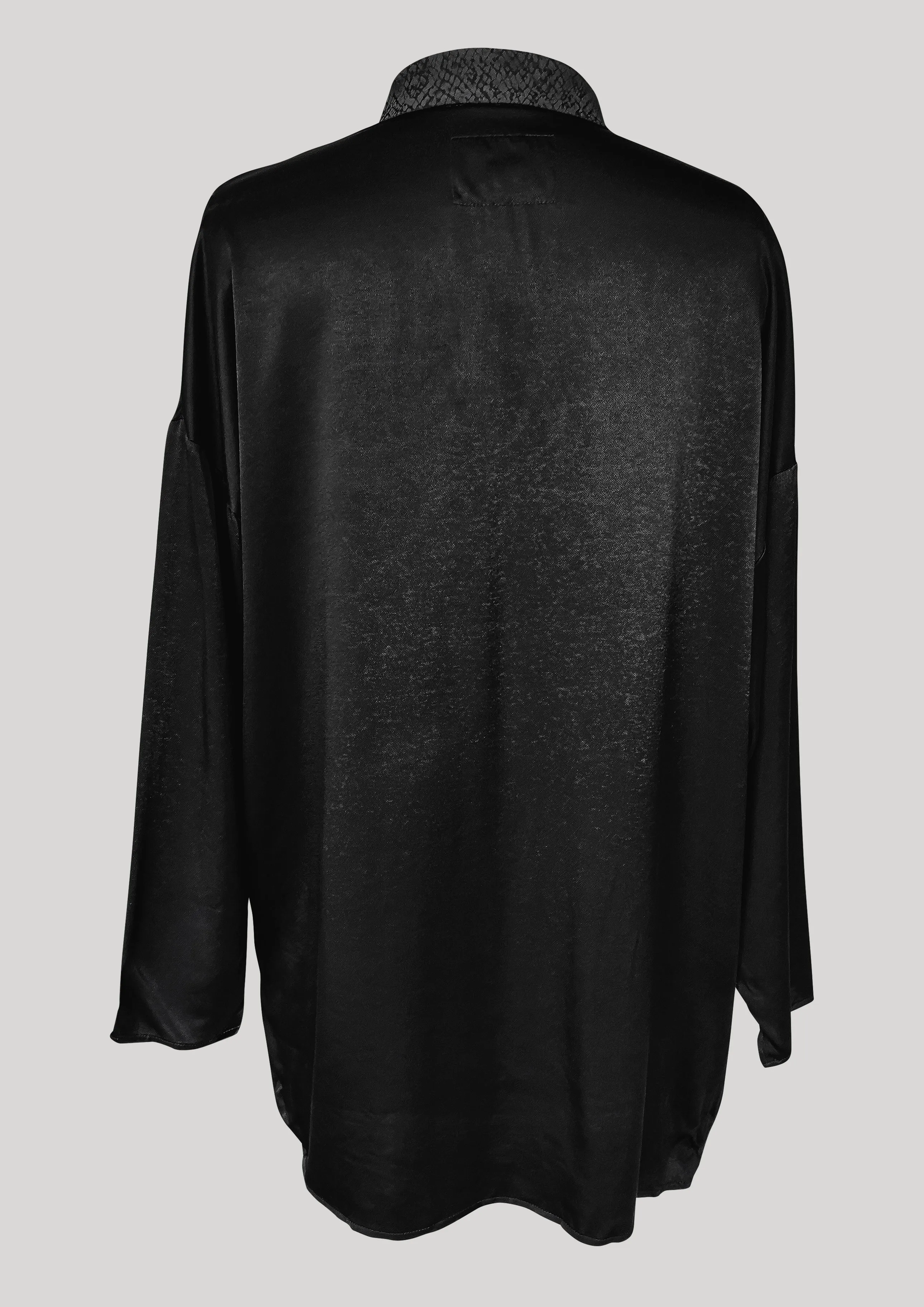 SHIRT COLLAR ZIP - SILKY RAYON SATIN black