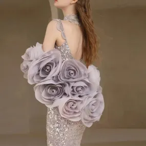 Short Rose Flowers Wedding Cape
