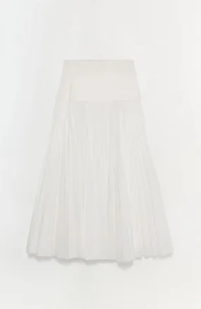 Stella Pleated Skirt with Knit Yoke