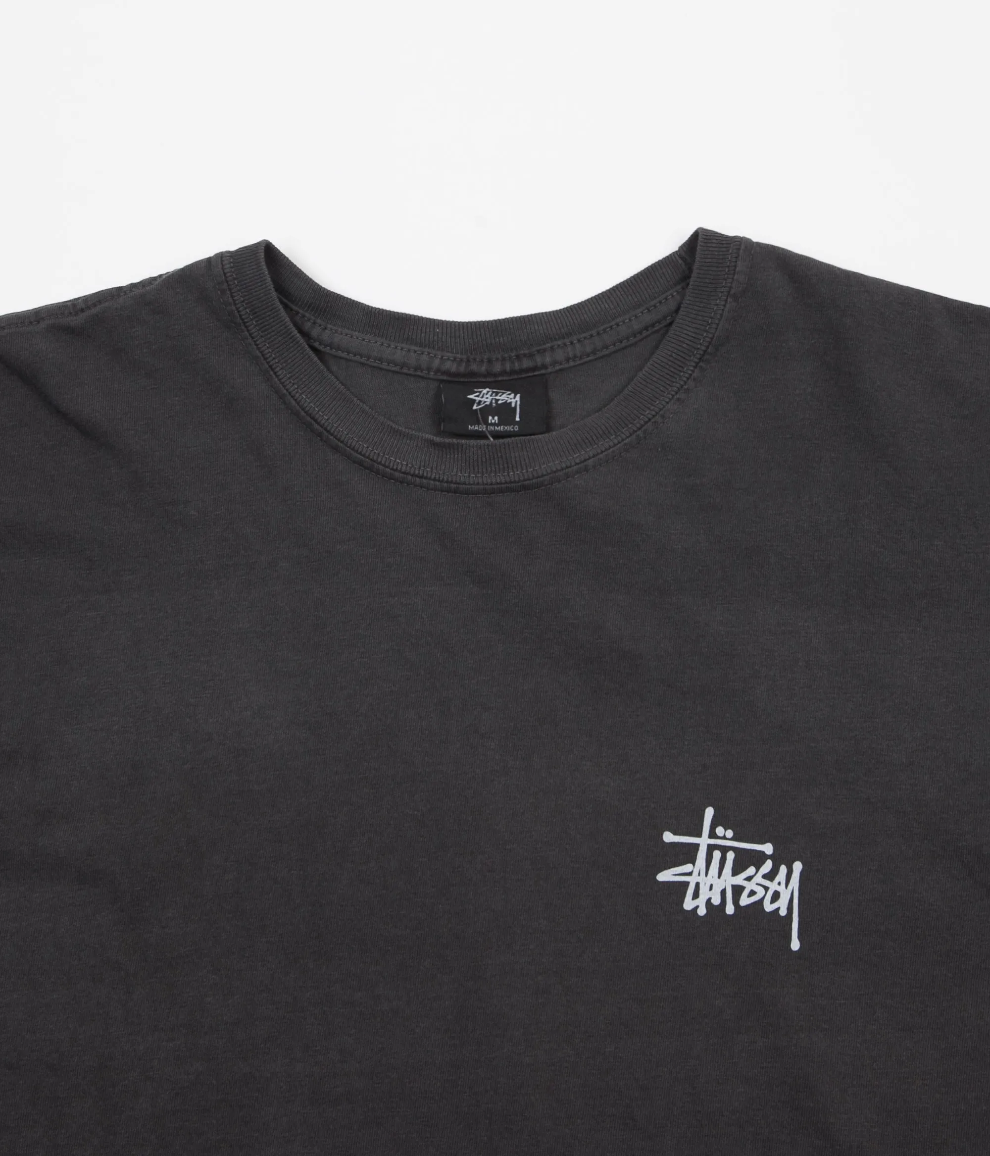Stussy Basic Stussy Pigment Dyed Long Sleeve T-Shirt - Black