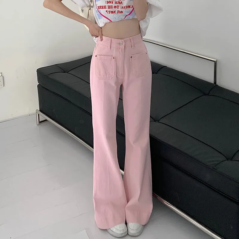 Sweet Pink High Waist Jeans Pants