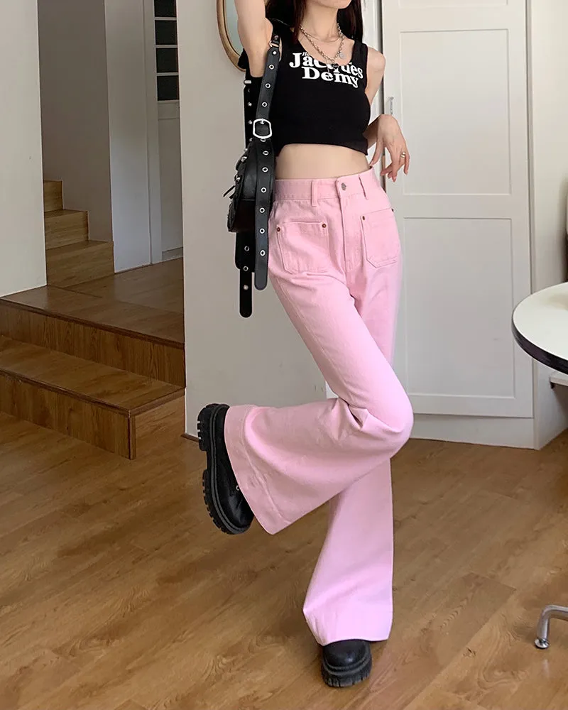 Sweet Pink High Waist Jeans Pants