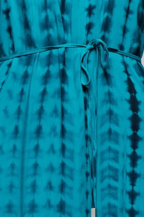 Teal Tie Dye Flowy Maxi Dress