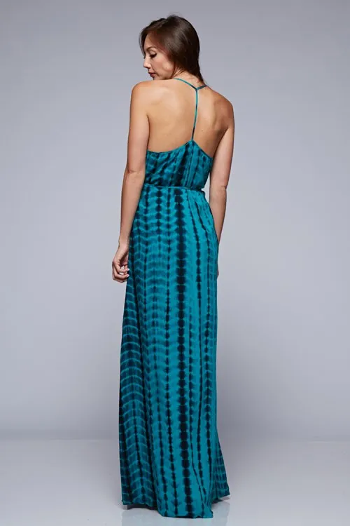 Teal Tie Dye Flowy Maxi Dress