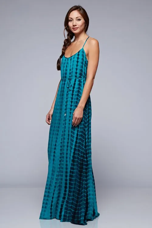 Teal Tie Dye Flowy Maxi Dress