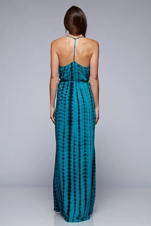 Teal Tie Dye Flowy Maxi Dress