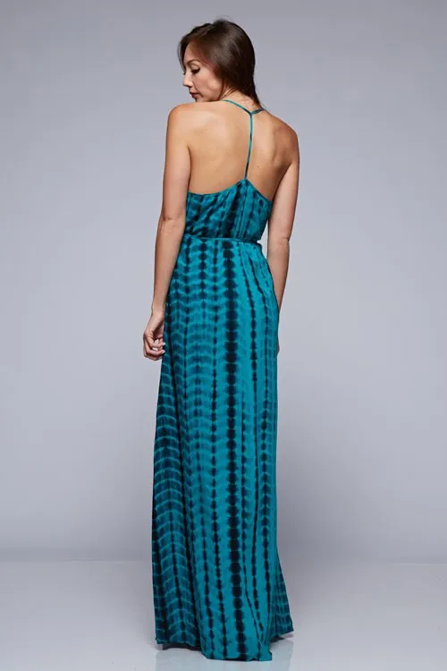 Teal Tie Dye Flowy Maxi Dress