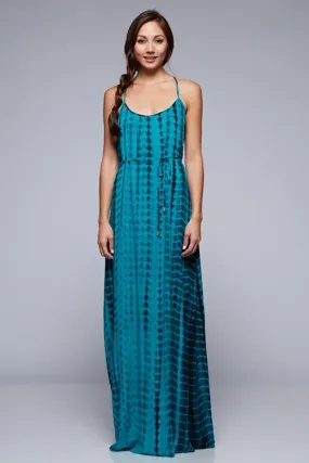Teal Tie Dye Flowy Maxi Dress