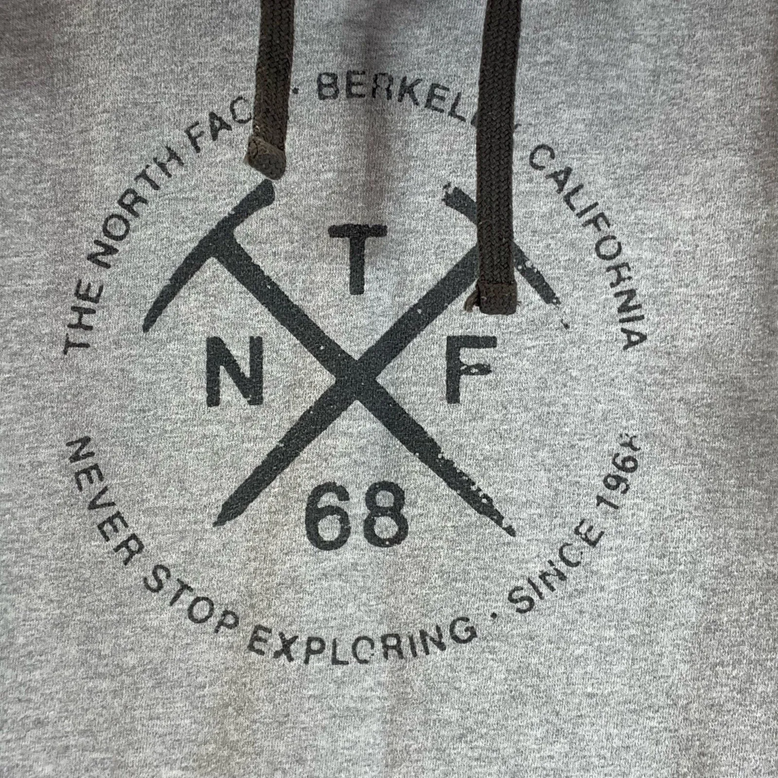 THE NORTH FACE Men's Gray Round Logo Graphic Pullover Hoodie SZ XL
