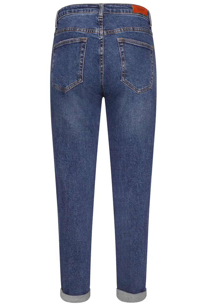Toxik3 L21025 High Waisted Boyfriend Jeans - Blue