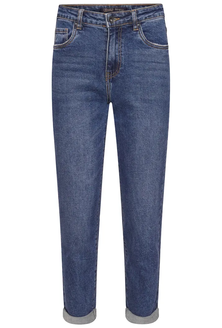 Toxik3 L21025 High Waisted Boyfriend Jeans - Blue