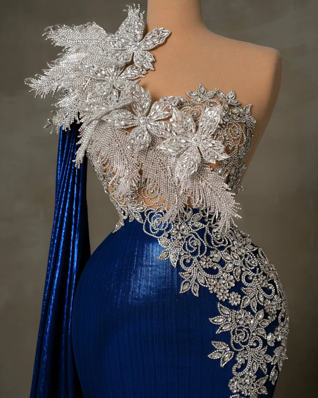 Treisi Sleeveless Dress with Silver Crystals and Flowers