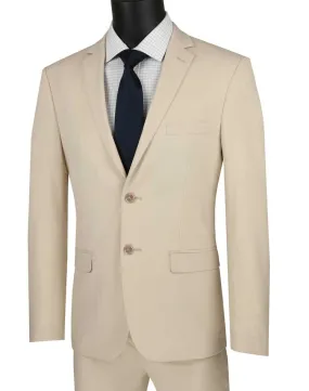 Ultra Slim Fit 2 Piece Suit Stretch Fabric in Solid Beige