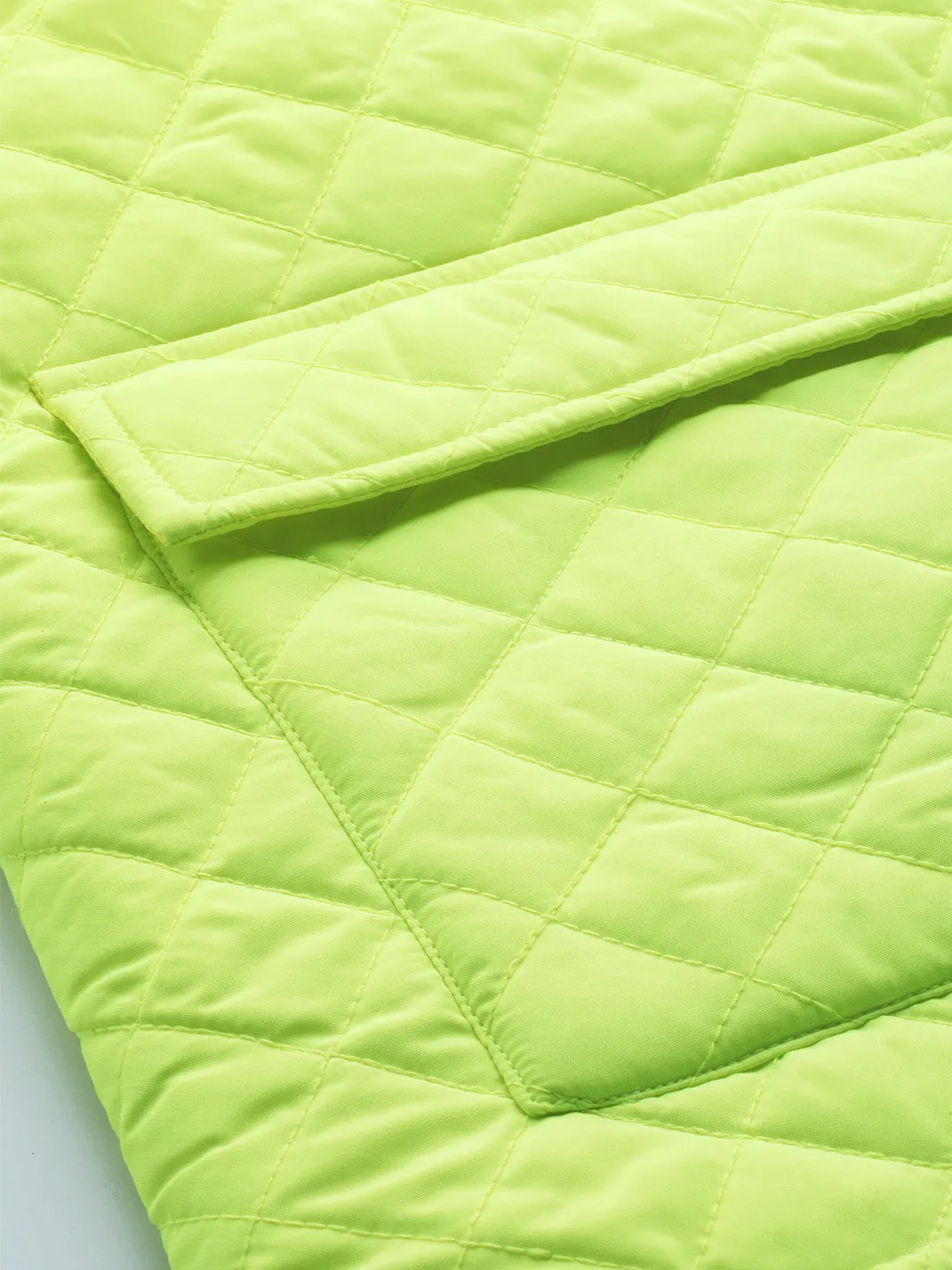 Women Neon Green Quilted Jacket