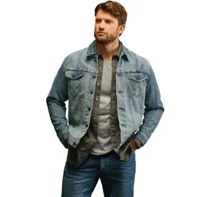 Wrangler Men's Vintage Inspired Unlined Denim Jacket in Antique Blue